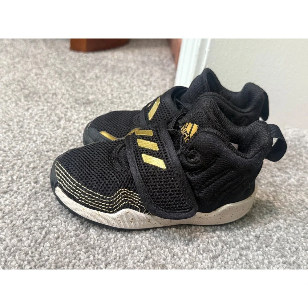 Adidas Toddler Deep Threat Basketball Shoes Black Gold Size 6.5K